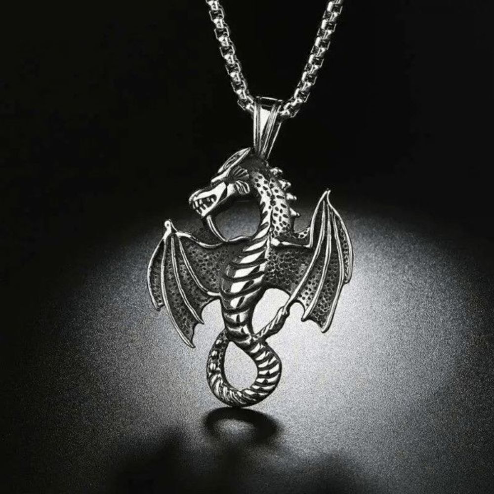Stainless Steel Dragon Pendant Necklace